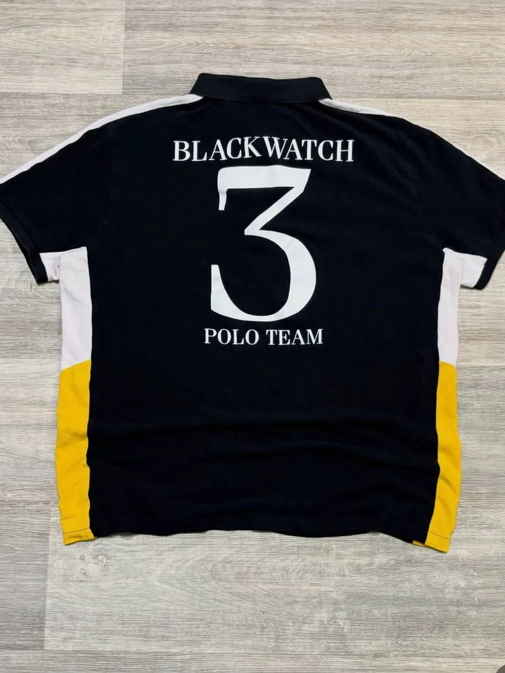 POLO Ralph Lauren Black Watch Polo Team Colorblock Custom Fit, black and yellow